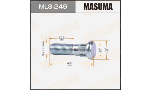 Шпилька колесная Masuma, для Subaru, M12x1.25(R), длина 46.6мм, арт. MLS-249
