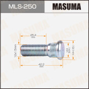 Шпилька колесная Masuma mls-250. 1шт, для Toyota, Lexus, Scion, M12x1.5(R), длина 42.2мм, 1шт, арт. mls-250. 1шт