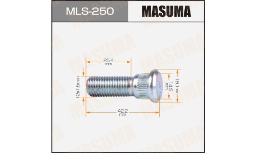Шпилька колесная Masuma mls-250. 1шт, для Toyota, Lexus, Scion, M12x1.5(R), длина 42.2мм, 1шт, арт. mls-250. 1шт