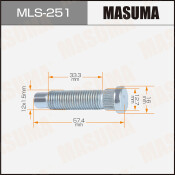 Шпилька колесная Masuma MLS-251, для Opel, M12x1.5(R), длина 57.4мм, 1шт, арт. MLS-251