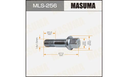 Болт колесный Masuma MLS-256, для Mercedes, M14x1.5(R), длина 67.2мм, под ключ 17мм, 1шт, арт. MLS-256