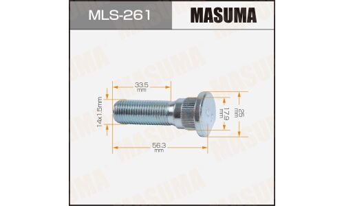 Шпилька MASUMA 14x1.5мм, L=56,3мм / Ssangyong