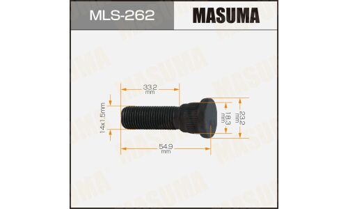 Шпилька колесная Masuma MLS-262, для SsangYong, M14x1.5(R), длина 54.9мм, 1шт, арт. MLS-262