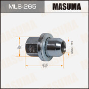 Гайка MASUMA 14x1.5мм, L=46.5мм, под ключ=22мм/ Land Rover