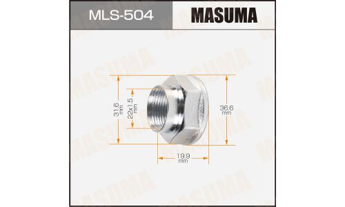 Гайка ШРУСа Masuma, M22x1.5(R), длина 19.9мм, под ключ 32мм, арт. MLS-504
