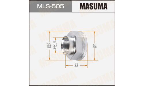 Гайка ШРУСа Masuma, M24x1.5(R), длина 23мм, под ключ 36мм, арт. MLS-505