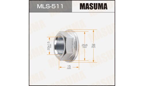 Гайка ШРУСа Masuma, M22x1.5(R), длина 15мм, под ключ 30мм, арт. MLS-511