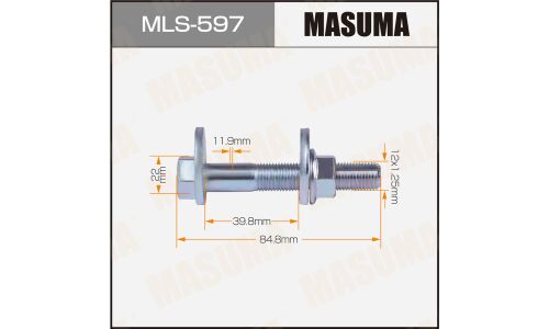 Комплект болта регулировочного (эксцентрика) Masuma MLS-597, для Mitsubishi (OEM MU000763, MF920661, MN184101, MN184102) (+гайка, шайба)