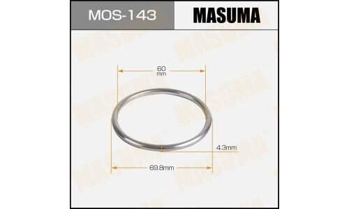 Кольцо уплотнительное выхлопной трубы Masuma, 60x69.5x4.3мм, металлическое, арт. MOS-143