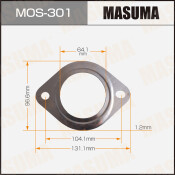 Прокладка выхлопной трубы Masuma, 64.1x131.1x1.2мм, арт. MOS-301