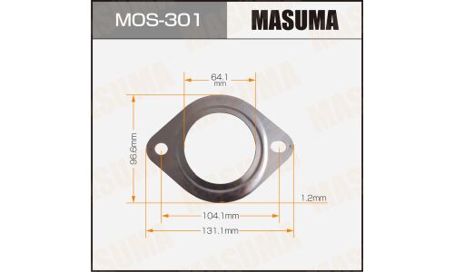 Прокладка выхлопной трубы Masuma, 64.1x131.1x1.2мм, арт. MOS-301