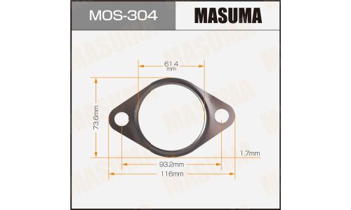 Прокладка выхлопной трубы Masuma, 61.4x116x1.7мм, арт. MOS-304