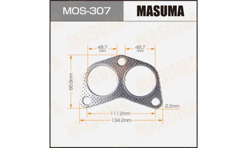 Прокладка выхлопной трубы Masuma, 49.1/48.7x142x2мм, арт. MOS-307