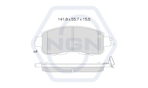 Колодки тормозные дисковые NGN, передние, комплект на ось (4 шт), арт. 3501498