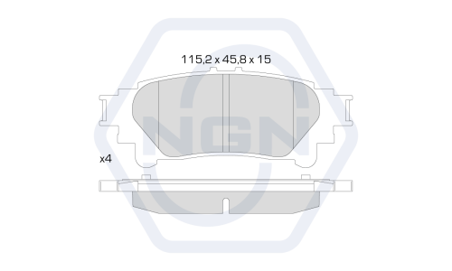 Колодки тормозные дисковые NGN, задние, комплект на ось (4 шт), арт. 3501298
