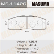 Колодки тормозные дисковые Masuma задние, комплект на ось (4 шт), арт. MS-1142