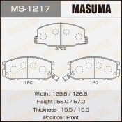 Колодки тормозные дисковые Masuma передние, комплект на ось (4 шт), арт. MS-1217