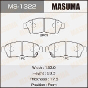 Колодки тормозные дисковые Masuma передние, комплект на ось (4 шт), арт. MS-1322