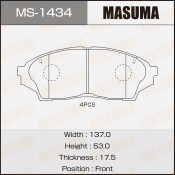 Колодки тормозные дисковые Masuma передние, комплект на ось (4 шт), арт. MS-1434