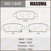 Колодки тормозные дисковые Masuma задние, комплект на ось (4 шт), арт. MS-1449