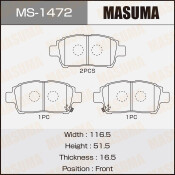 Колодки тормозные дисковые Masuma передние, комплект на ось (4 шт), арт. MS-1472