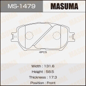Колодки тормозные дисковые Masuma передние, комплект на ось (4 шт), арт. MS-1479