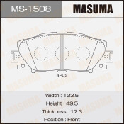 Колодки тормозные дисковые Masuma передние, комплект на ось (4 шт), арт. MS-1508