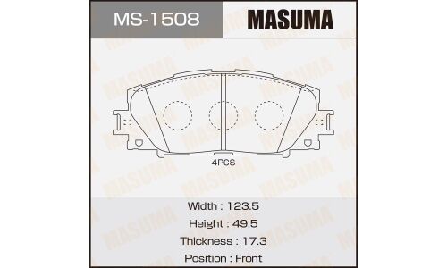 Колодки тормозные дисковые Masuma передние, комплект на ось (4 шт), арт. MS-1508