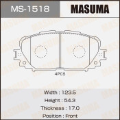 Колодки тормозные дисковые Masuma передние, комплект на ось (4 шт), арт. MS-1518