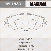 Колодки тормозные дисковые Masuma передние, комплект на ось (4 шт), арт. MS-1530