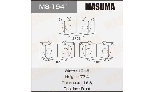 Колодки тормозные дисковые Masuma, передние, комплект на ось (4 шт), арт. MS-1941