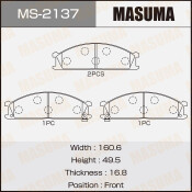 Колодки тормозные дисковые Masuma передние, комплект на ось (4 шт), арт. MS-2137