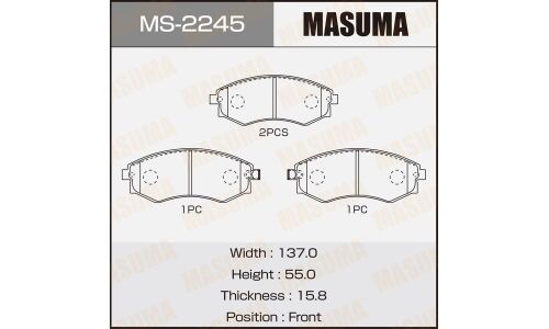 Колодки тормозные дисковые Masuma передние, комплект на ось (4 шт), арт. MS-2245