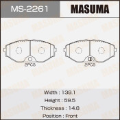 Колодки тормозные дисковые Masuma передние, комплект на ось (4 шт), арт. MS-2261