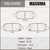 Колодки тормозные дисковые Masuma задние, комплект на ось (4 шт), арт. MS-2466