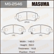 Колодки тормозные дисковые Masuma передние, комплект на ось (4 шт), арт. MS-2546