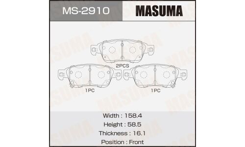 Колодки тормозные дисковые Masuma, передние, комплект на ось (4 шт), арт. MS-2910