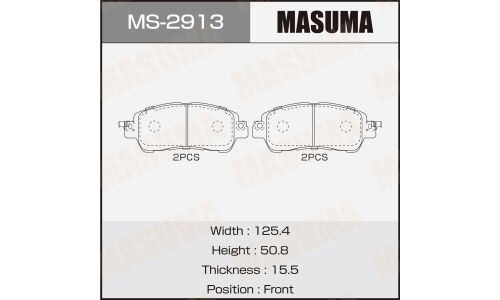 Колодки тормозные дисковые Masuma, передние, комплект на ось (4 шт), арт. MS-2913