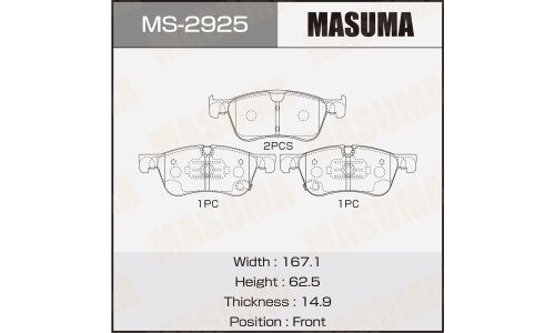 Колодки дисковые MASUMA, front