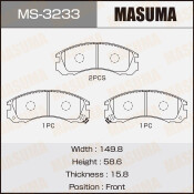Колодки тормозные дисковые Masuma передние, комплект на ось (4 шт), арт. MS-3233