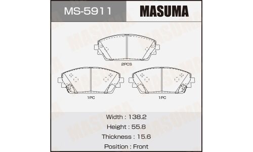 Колодки тормозные дисковые Masuma передние, комплект на ось (4 шт), арт. MS-5911