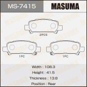 Колодки тормозные дисковые Masuma задние, комплект на ось (4 шт), арт. MS-7415