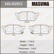 Колодки тормозные дисковые Masuma передние, комплект на ось (4 шт), арт. MS-8263