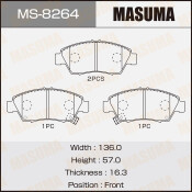 Колодки тормозные дисковые Masuma передние, комплект на ось (4 шт), арт. MS-8264