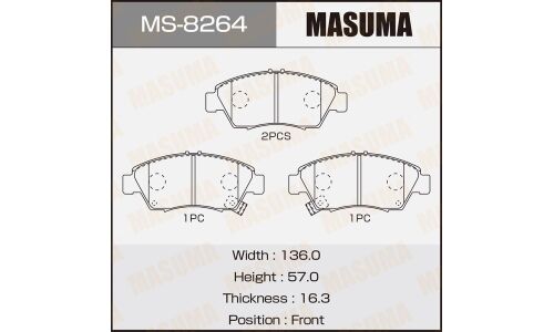 Колодки тормозные дисковые Masuma передние, комплект на ось (4 шт), арт. MS-8264