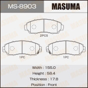 Колодки тормозные дисковые Masuma передние, комплект на ось (4 шт), арт. MS-8903