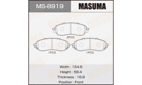 Колодки тормозные дисковые Masuma, передние, комплект на ось (4 шт), арт. MS-8919