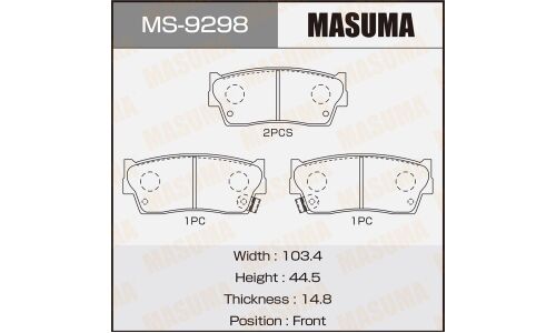 Колодки тормозные дисковые Masuma передние, комплект на ось (4 шт), арт. MS-9298