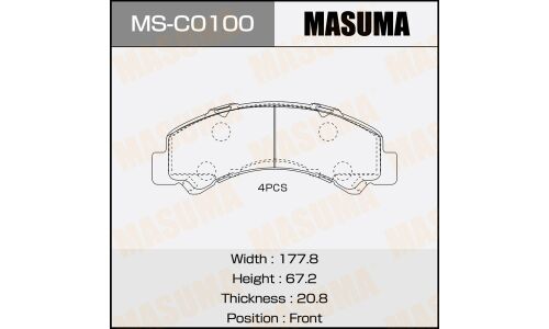 Колодки тормозные барабанные Masuma, комплект на ось (4 шт), арт. MS-C0100