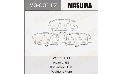 Колодки тормозные дисковые Masuma, передние, комплект на ось (4 шт), арт. MS-C0117